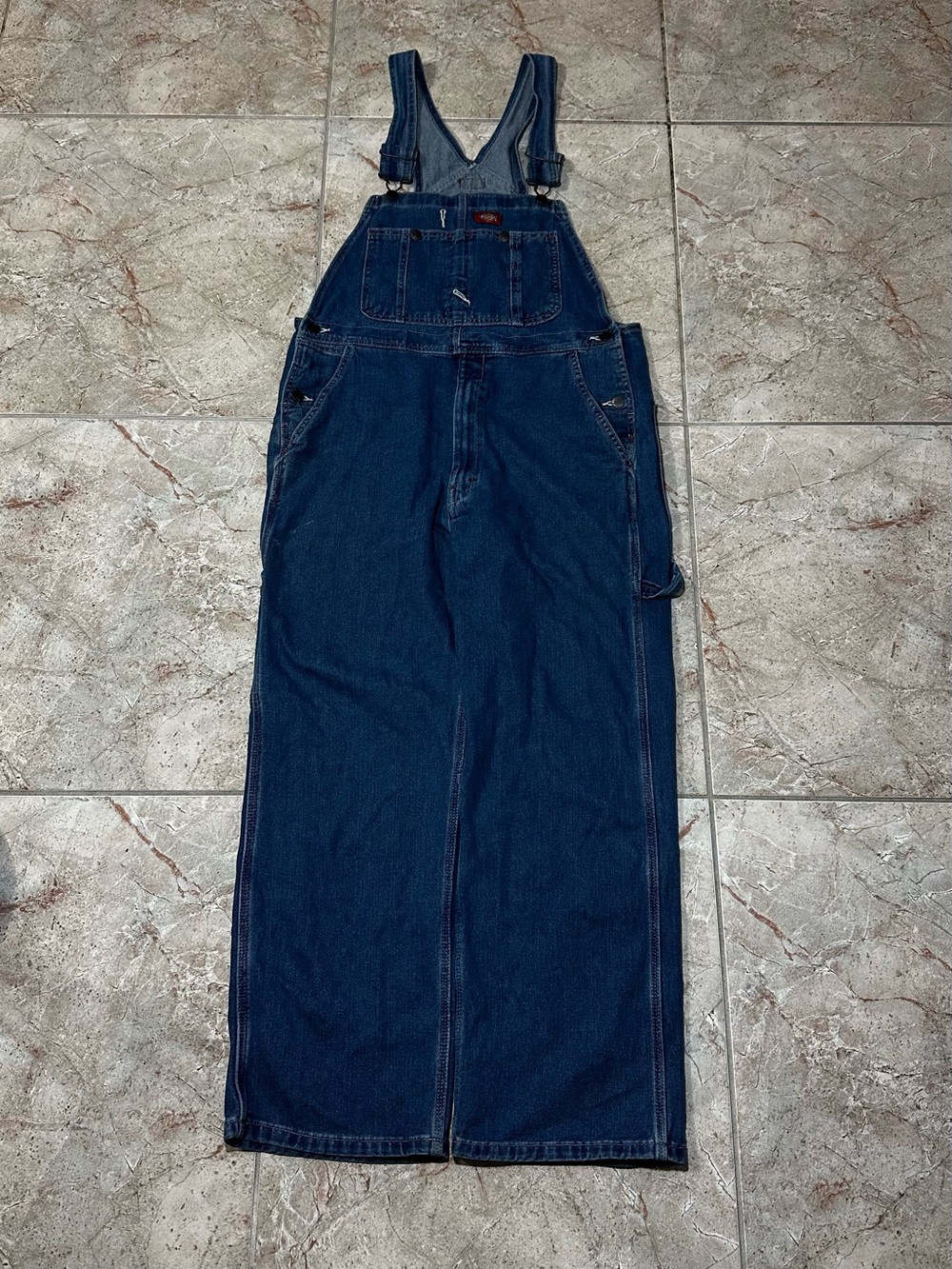 Dickies Navy Blue Cotton Overalls Workwear Dungarees Size 32x30